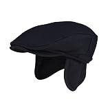 Surwiz Wool Flat Cap with Ear Flaps Winter Men Ivy Newsboy Hat Warm Outdoor Hunting Golf (Black, L(7