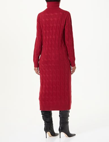 Tommy Hilfiger Damen Pullover-Kleid Soft Wool Cable mit Rollkragen, Rot (Regatta Red), M – Ansicht 4