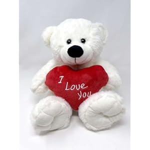 White Teddy Bear holding Red Heart with “I Love You” written on it | Gift Ideas for Girlfriend | Wife | Birthday | Valentine’s Day | Christmas | Anniversary (White, 10.5″)