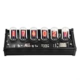 Opatiny Reloj digital con pantalla IPS, aleación de aluminio, estilo retro punk, reloj de escritorio con 6 tubos de cuarzo RGB, personaliza el texto de la imagen para regalo de vacaciones, decoración