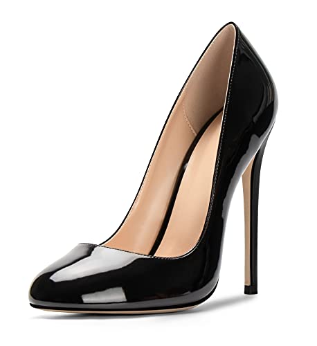 Mettesally Women's High Heel Pumps Round Closed Toe Stiletto Heels Slip On Party Wedding Dress Shoes2