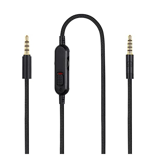 G Pro X Cord, Detachable Gaming Headset Cable Replacement for Logitech G Pro / G433 / G233, 3.5mm(1/8") Nylon Braided Wire with Inline Mute Switch and Volume Controller, 6ft Long