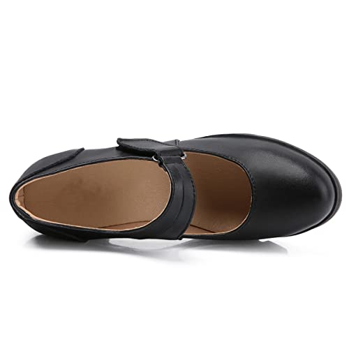 SHEMEE Women's Chunky High Heel Platform Mary Janes Shoes Ankle Strap Buckle Round Toe Block Heel Dress Pumps4