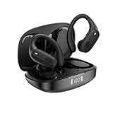 LEEMC Wireless Earbuds, Bluetooth Headphones 5.4, Ear Buds with Hooks for Sports, 80Hr Playtime Earphones, LED Display, Palm Size IPX7 Waterproof Headset for Workout Running, Charcoal