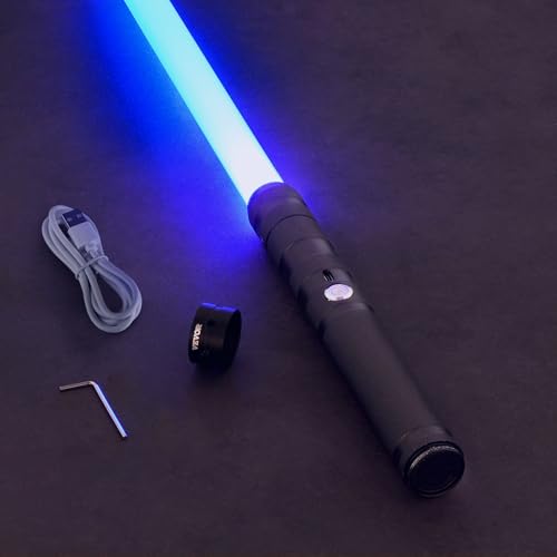 Image of VEVOR Light Sword, Light up Sword with 14 RGB Colors, FX Sound and Realistic Handle, Rechargeable Light Up Toy for Adults and Kids, Christmas Day, Halloween Cosplay, Birthday, Black