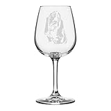 Basset Hound Dog Themed Etched All Purpose 12.75oz Libbey Wine Glass