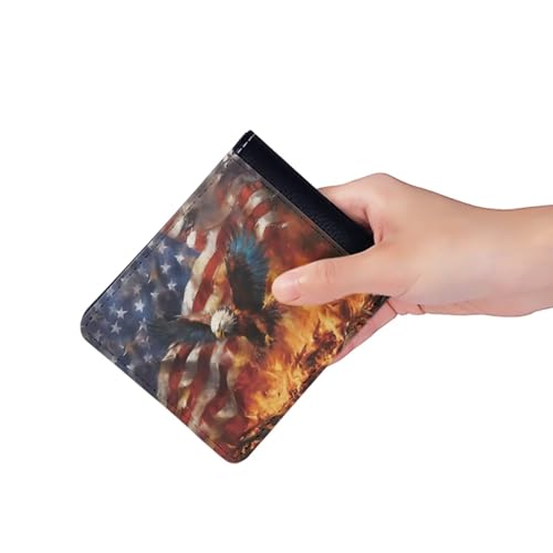 LedBack Men's Bifold Wallets Eagle Flag Pattern Slim PU Leather RFID Blocking Wallet for Men3