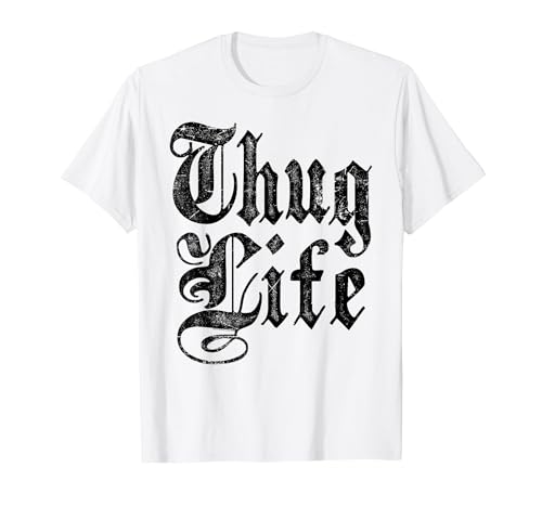 Ripple Junction Thug Life Old English T-Shirt, Men, White, Large