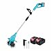 Motozappa Elettrica a Batteria 48V, Zappetta da Giardino Portatile con Asta Regolabile in Acciaio Inox, Attrezzo per Lavorazione e Frantumazione Terreno, 2 Batterie Incluse + Caricatore.