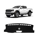 KUST Black Dash Cover for Ford Ranger 2024 2025 2026 (XLz, XLT, Lariat) Polyester Dashboard Cover Non-Slip Interior Accessories for Ranger Custom Fit Dash Mat Sunshade Windshield No Glare