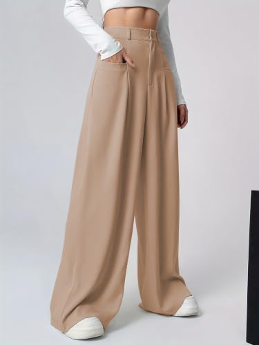 Image of GRECIILOOKS Trousers for Woman | Womens High Rise High Waist Flared Korean Style | Formal Pant for Women Office Wear| Track Pants for Womans Elegant for College & Events (Available in Plus Size)