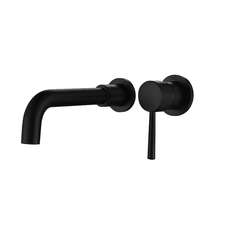 Grifo monomando de pared para lavabo con acabado negro de alta gama