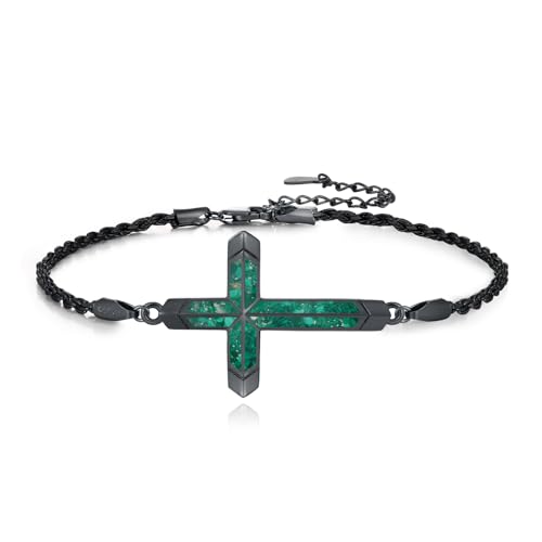 Cross Bracelet for Men 925 Sterling Silver Adjustable Religious Link Bracelet Christian Jewelry Baptism Gift for Women