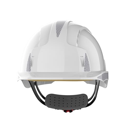 JSP EVOLite CR2 Industrie-Schutzhelm belüftet, Standard-Schirm, Radratsche, CR2 reflektierend, EN 397 Zertifiziert, Weiß – AJB170-400-100