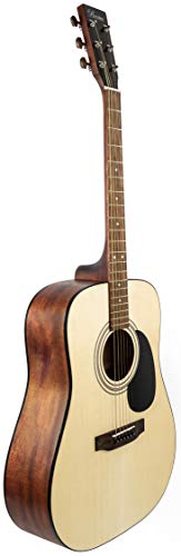 Barcelona D500 Dreadnought Acoustic Guitar - Natural Bundle With Gig Bag, Strings, Tuner, Strap, Picks, Fender Play Online Lessons, Austin Bazaar Instructional Dvd, And Polishing Cloth #TOP2