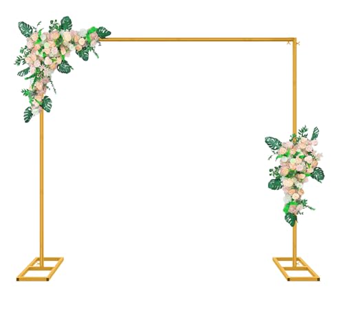 Fiita Arco per matrimonio, 2 × 2 m, supporto per rose in metallo per matrimonio, arco quadrato, d'uva dorato, supporto per cerimonia, feste, baby shower, compleanno, decorazione di laurea Dorato