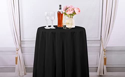 Fani 8 Pack Round Polyester Tablecloth - 90 Inch, Black Table Cloth For Round Table, Stain And Wrinkle Resistant Washable Circular Table Cover For Wedding Party Dining Table Buffet Parties Camping #TOP4