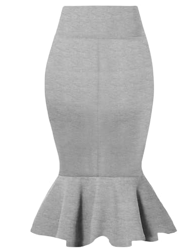 Image of HyBrid & Company Womens Premium Nylon Ponte Stretch Office Fishtail Pencil Skirt High Waist Made in The USA Below Knee