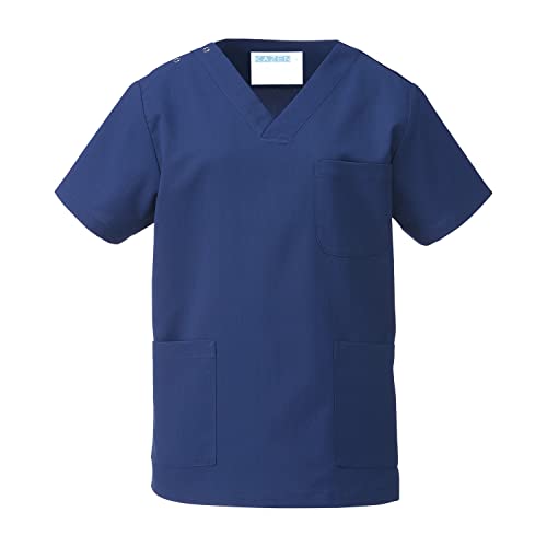 医療ユニフォーム 手術衣 スクラブ(男女兼用) KAZEN ネイビー サイズ:3L 133-98