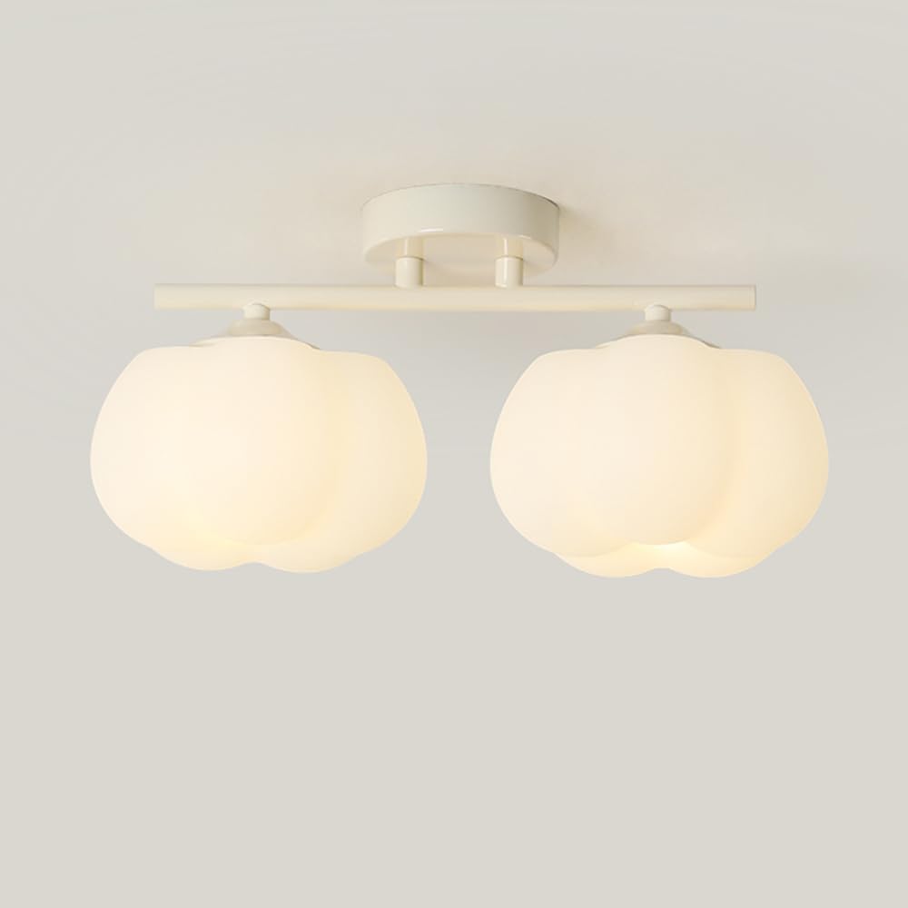 Plafonnier citrouille blanc en métal au design haut de gamme pour salle à manger