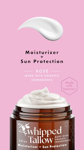 Handmade Whipped Tallow Balm Moisturizer Cream - Made with 100% Grass-Fed Beef Tallow & Organic Face + Body Skin Care, 100% Natural Lotion (Organic Rose)