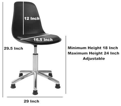 Image of Furniture Modern Adjustable Hydraulic Executive Office Home Computer Task Ergonomic Desk Chair on Stopper Mid Back Leather Working Rolling Stool Black 1 Pc