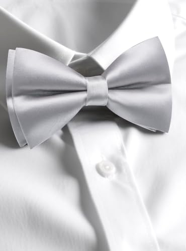 Image of Solid Color Bow Ties for Men Silk Pre-tied Tuxedo Bowtie Set 4PCS