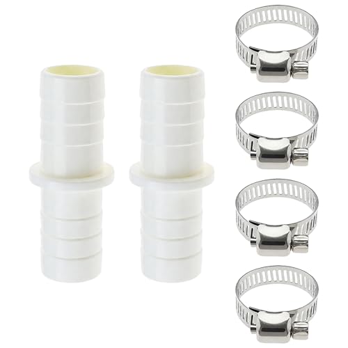 2 PCS Washing Machine Waste Pipe Connector, Dishwasher Drain Waste Hose Extension Pipe Washing Machine 110810 Leak-Proof Hose to Hoses Joiner with 4 Metal Clamp