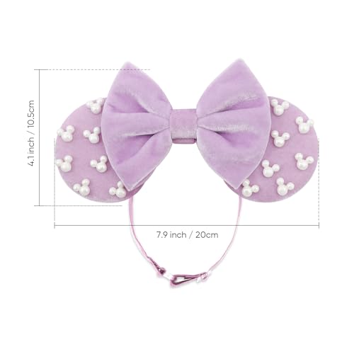 Image of DRESHOW Minnie Ears Headbands Mouse Ears Velvet Bow Headbands Elastic Adjustable Headband Party Decoration Cosplay Costume for Women