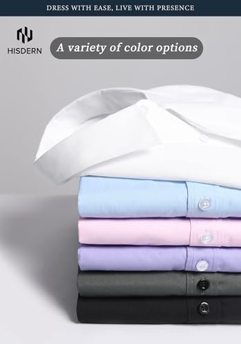 HISDERN Mens Dress Shirt Lavender Long Sleeve Shirt and Tie Set Classic Button Down Formal Business Purple Shirts for Wedding Party - Image 6