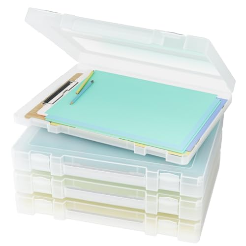Denkee (デンキー) 大型ペーパー収納ボックス 4個パック プラスチックスクラップブック ペーパーストレージオーガナイザー ハンドル付き A4用 8.5×11インチ USレターサイズ ポータブルファイルドキュメントケース ボードゲーム収納（Amazon）