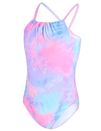 Image of TENVDA Girls Swimsuit Summer Beach Sport Halter Bathing Suits One Piece Swimwear for 2-12 Years Old Kids