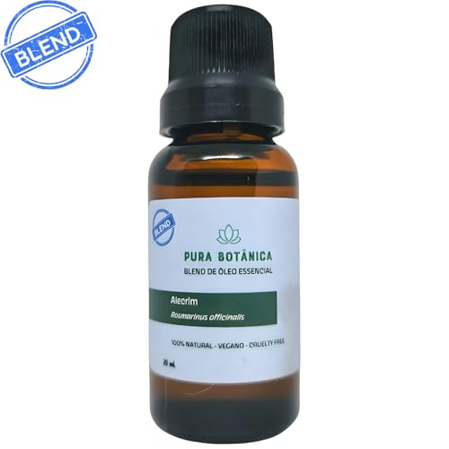 Blend de Óleo Essencial de Alecrim com Óleo de Amêndoas em Grau Terâpeutico, Puro e Natural, Ideal p