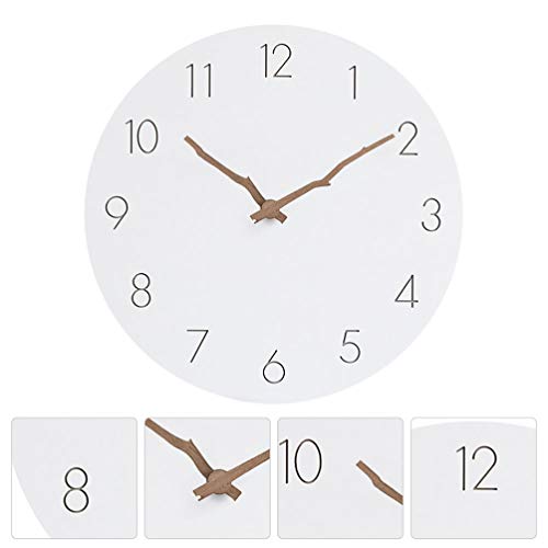 IMIKEYA Relógio de parede de grão de madeira, quartzo, operado por bateria, relógio redondo silencio