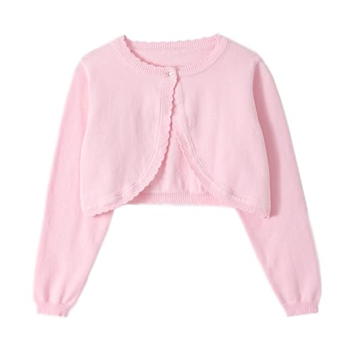 Image of Miipat Toddler Girls Cardigan Long Sleeve Bolero Shrug Kids Knit Sweater Cover Up Button Closure Cropped Tops