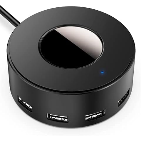 6-Port USB Charger Charging Station with Smart Identification for Multiple Devices, iPhone iPad Tablets Cellphones, Desktop (Black)(Multi-Port) Cover