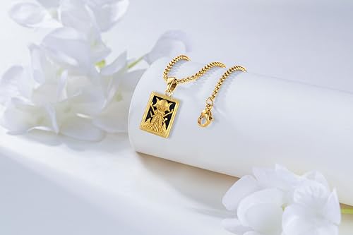 Hecate Tarot Card Necklace Triple Moon Hekate Goddess of Witches Pendant for Women Men 925 Sterling Silver 18k Gold Plated Hecate Ancient Greek Mythology Witchcraft Magic Amulet Jewelry Gift4