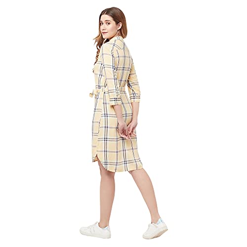 Image of Crimsoune Club Women Beige Checked Shirt Dress