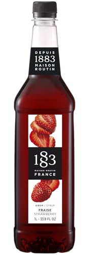 1883 Maison Routin Strawberry Syrup Perfect for Coffees Cocktails & Smoothies - Vegan-Friendly Allergen-Free No Preservatives - 1L PET Bottle