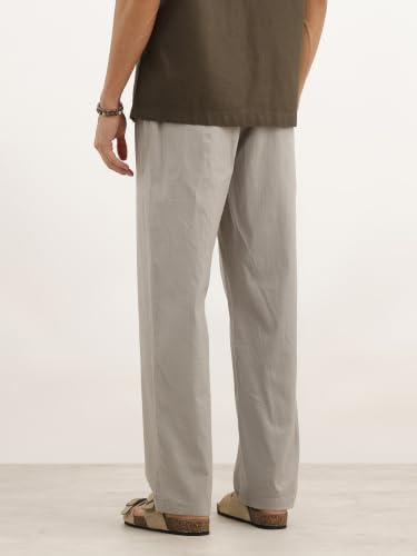 Image of WROGN Men's Stretch Cotton Trousers | Solid | Loose Fit