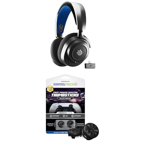 SteelSeries Arctis Nova 7P Wireless Playstation Gaming-Headset - 2,4 GHz & Mischbarer Bluetooth-Sound + KontrolFreek FPS Freek Galaxy Black für Playstation (PS4/PS5) - Performance Thumbsticks