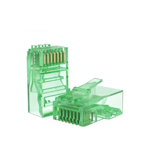 Conectores RJ45 Cat5e color rojo para organizar el cableado del despacho de teletrabajo