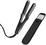 LOVANI Mini Flat Iron 0.5", Ultra-Compact 7.1" Travel Hair Straightener, Ceramic Tourmaline, 410°F High Heat, Dual Voltage 100–240V, Heat-Resistant Pouch, For Bangs, Pixie Cuts & Touch-Ups (Black)