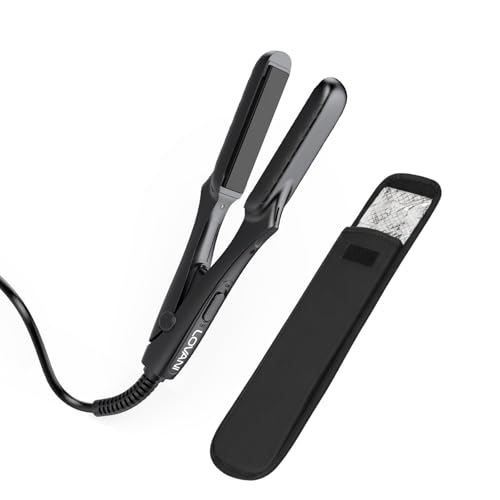 LOVANI Mini Flat Iron 0.5 inch, Dual Voltage Travel Hair Straightener for Short to Medium Hair & Bangs, Small Size Ceramic Tourmaline 3D Floating Plates, Heat‑Resistant Pouch Included