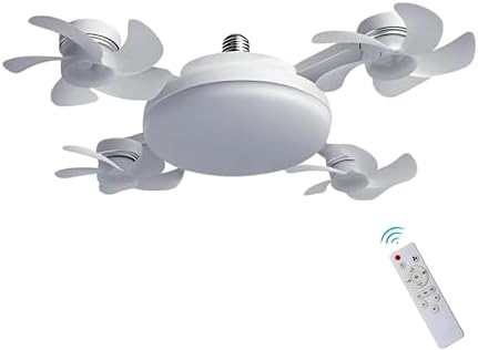 NIRVITTHAL Drone Shape Socket Ceiling Fan with Light and Remote Control Ceiling Fan,3 Speeds with Dimmable Light for Indoor-Bedroom, Kitchen,2000 Lumens / 5000 Kelvins (B22 Socket Included), White