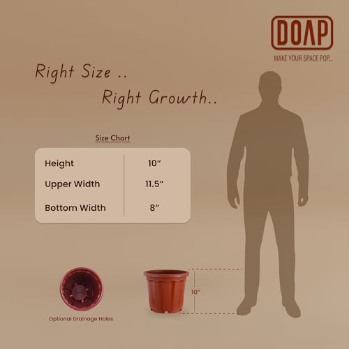 Image of DOAP UV Protected 12 inch Plastic Garden Large Flower Pots, Terracotta Color, Pack of 5, Indoor & Outdoor Balcony Planter, 12x10 Inch Gamla, Weather Proof, Non-Fading, Lightweight (5, Terracotta)