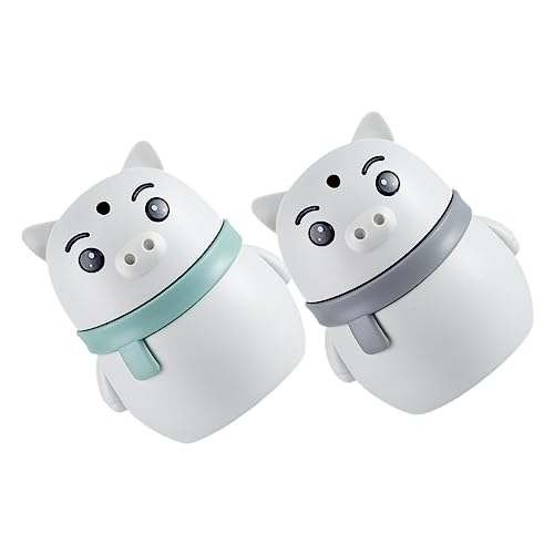 MUCKLILY 2pcs Cartoon Pig Toothpick Dispenser Funny Toothpick Holders Automatic Design for Home Restaurant Bakery and Shop