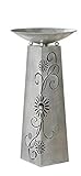 GILDE Schalenständer Blütenranke antik Silber mit Edelstahlkugel D 3,5cm, bestehend aus Ständer + Schale H= 102,0 cm Durchm. 50,0 cm 68779