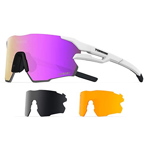 Sports Sunglasses for Men,Polarized Sunglasses for Women,Sporty Sunglasses for Biking Hiking Fishing Golf Running with 3 Interchangeable Lenses(Pro Set) EMS TR90 Frame TR71 ICEMAN (C3 Pro)