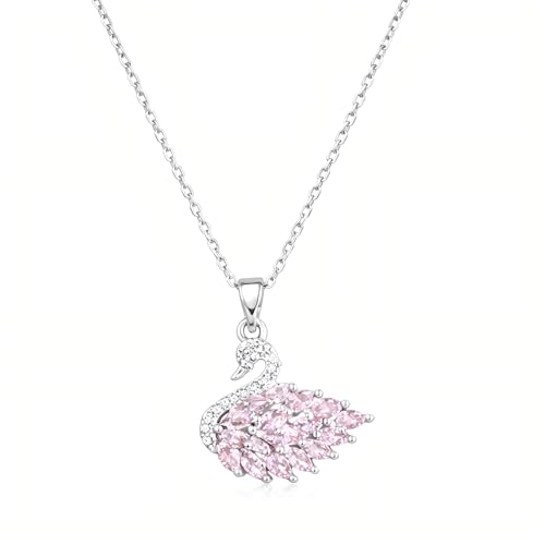 Axcpi pink silver swan necklace (silver)